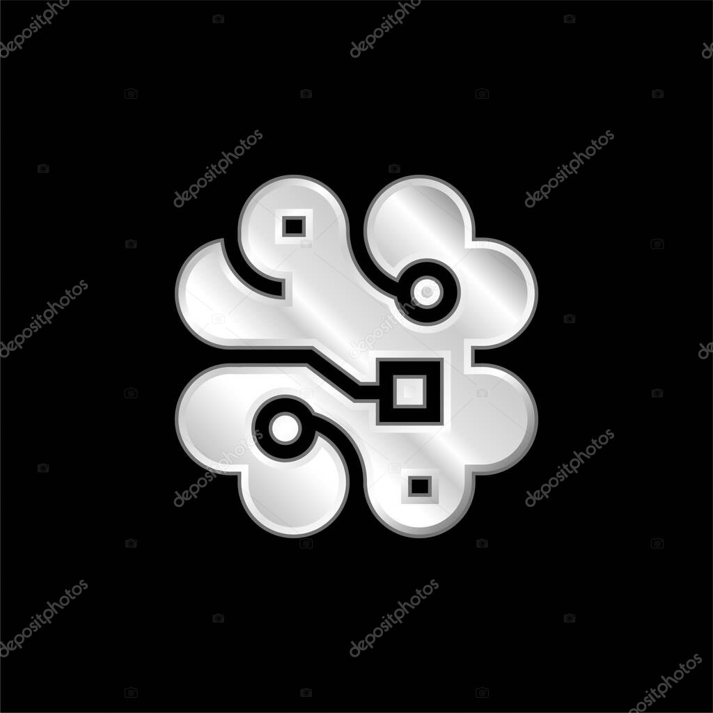 Brain silver plated metallic icon