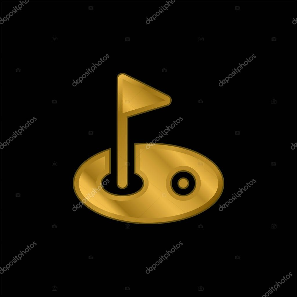 Birdie gold plated metalic icon or logo vector