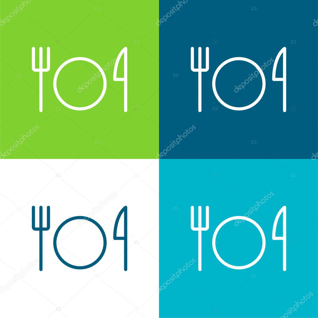 Basic Restaurant Sign Flat four color minimal icon set