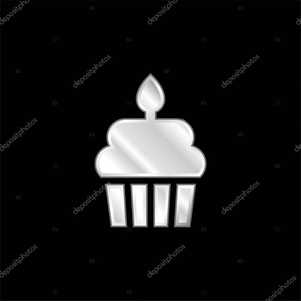 Birthday Cake silver plated metallic icon