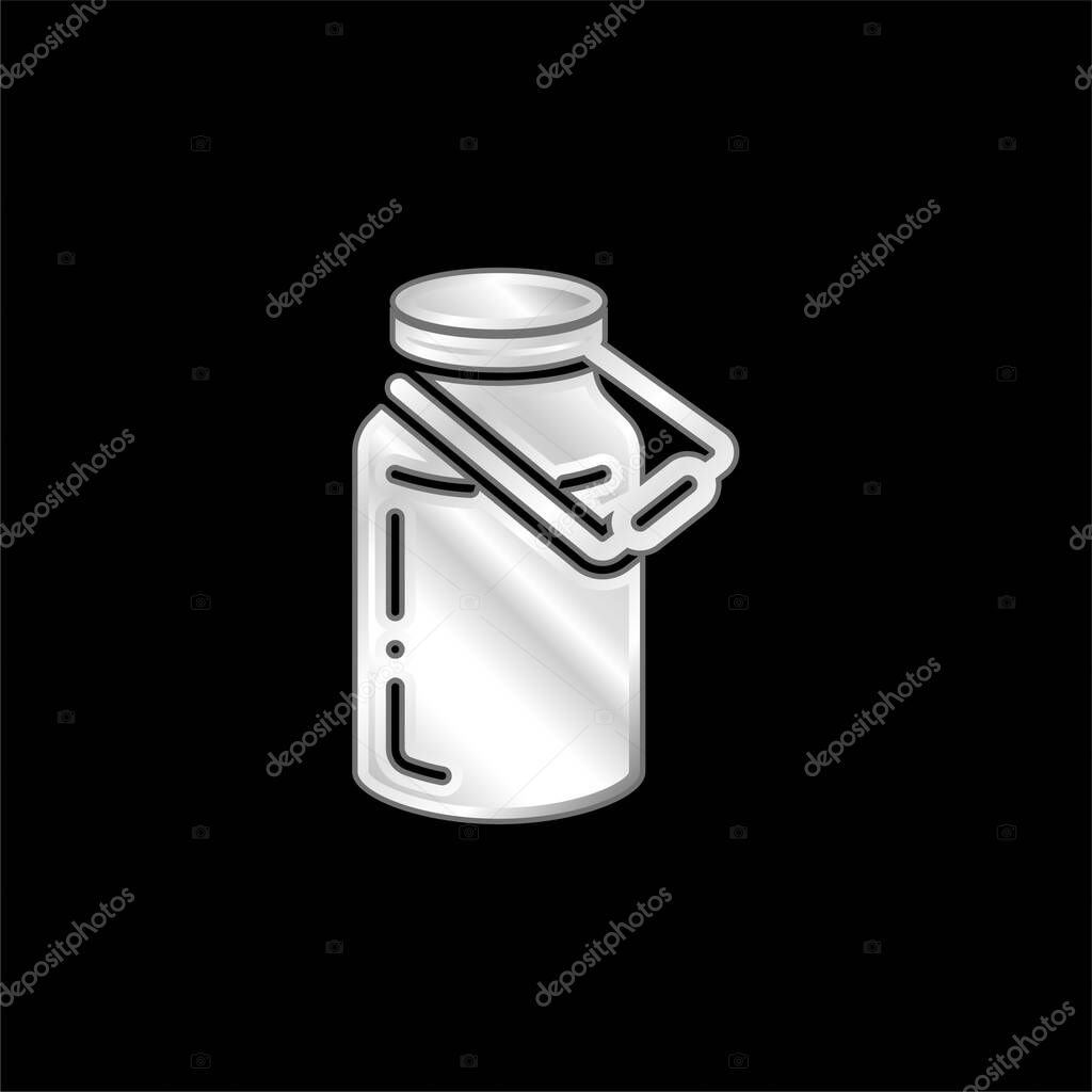 Bottle silver plated metallic icon