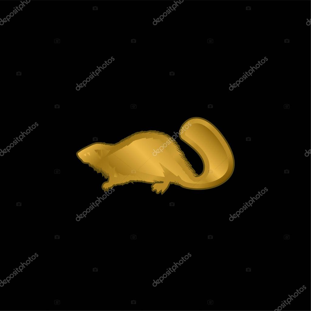 Beaver Mammal Animal Shape gold plated metalic icon or logo vector