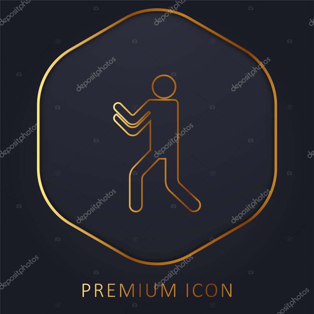 Boxing Silhouette golden line premium logo or icon