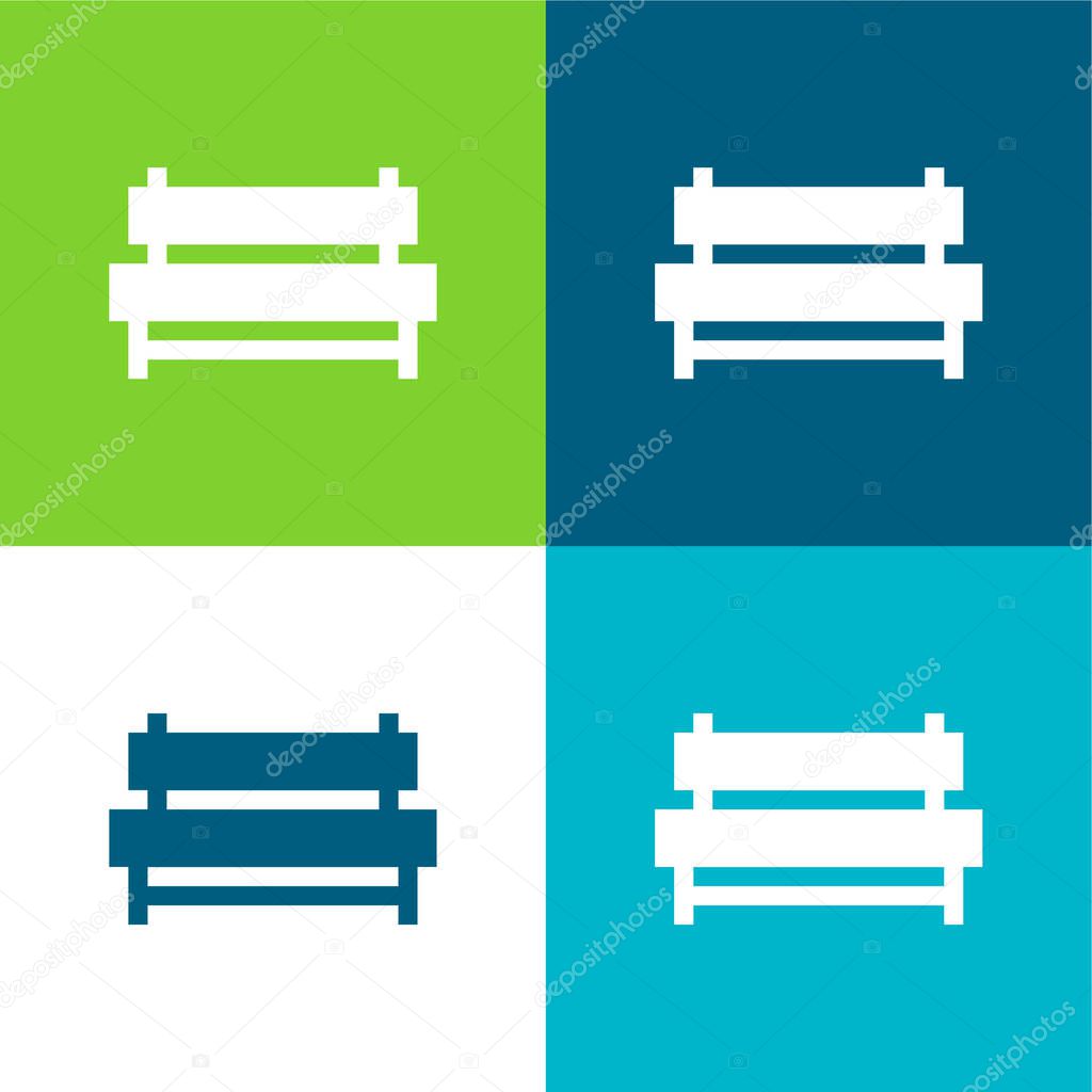 Bench Flat four color minimal icon set