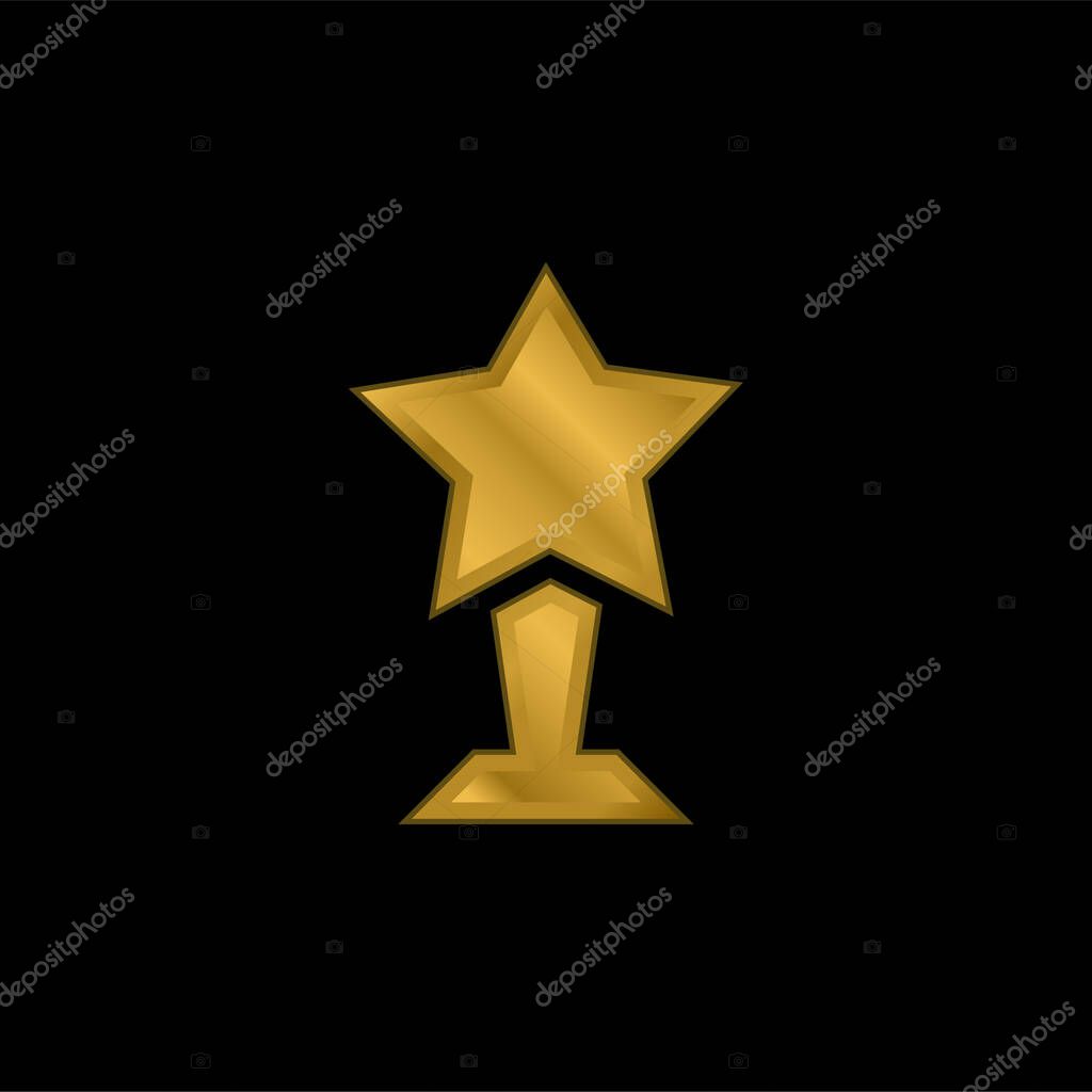 Award gold plated metalic icon or logo vector