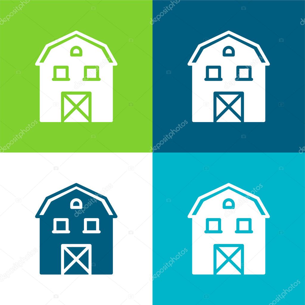 Barn Flat four color minimal icon set