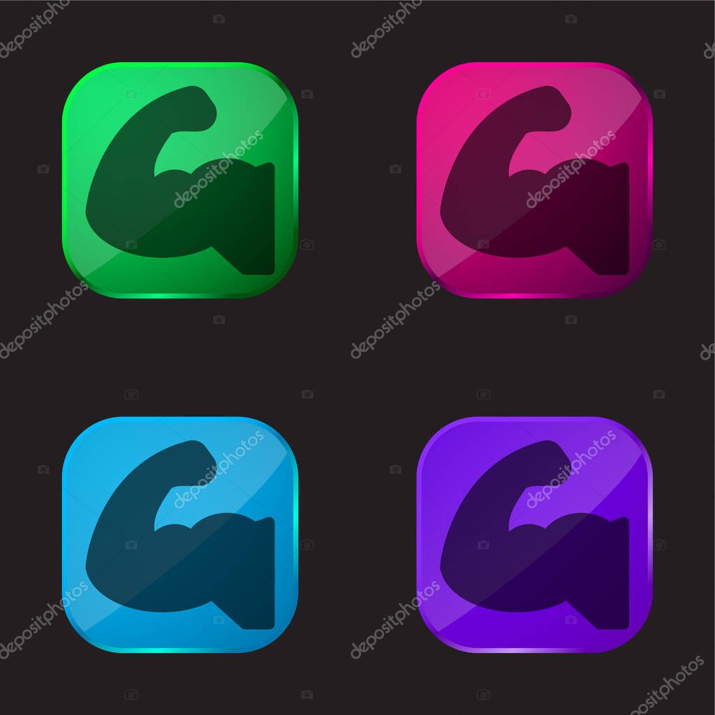 Biceps four color glass button icon
