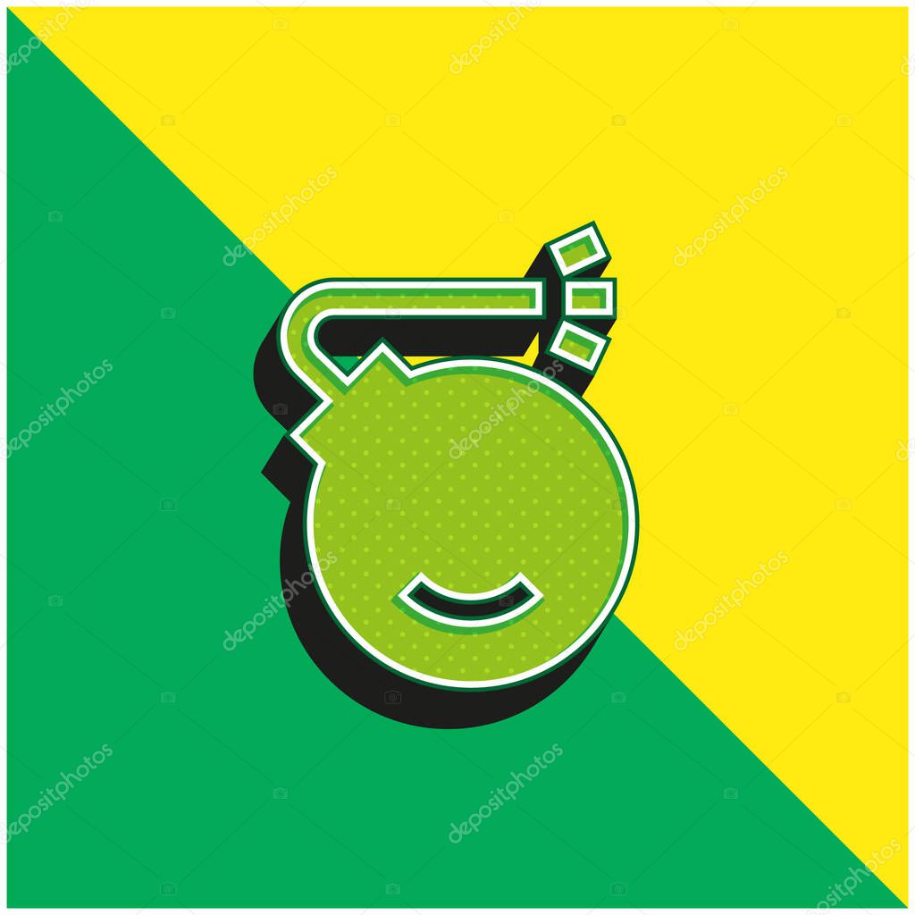 Bomb Green and yellow modern 3d vector icon logo