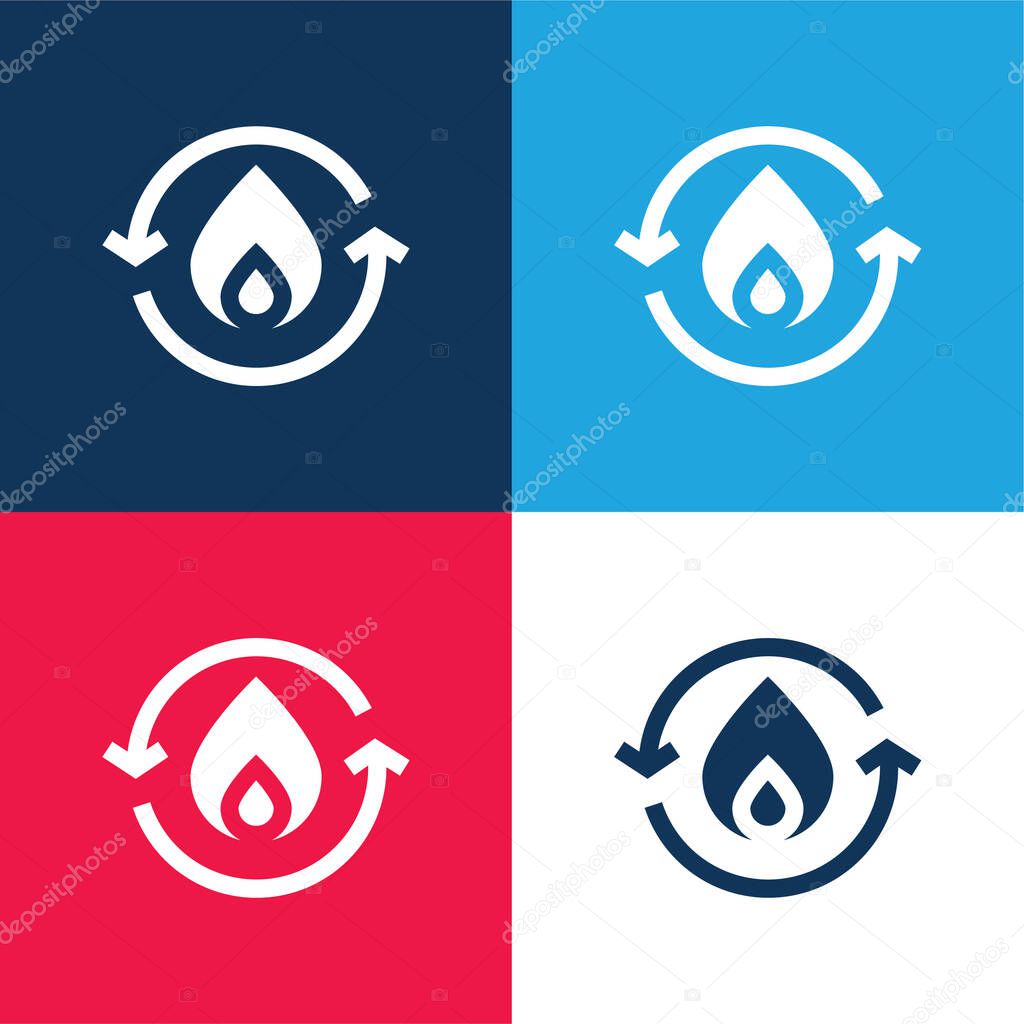 Bio Energy blue and red four color minimal icon set