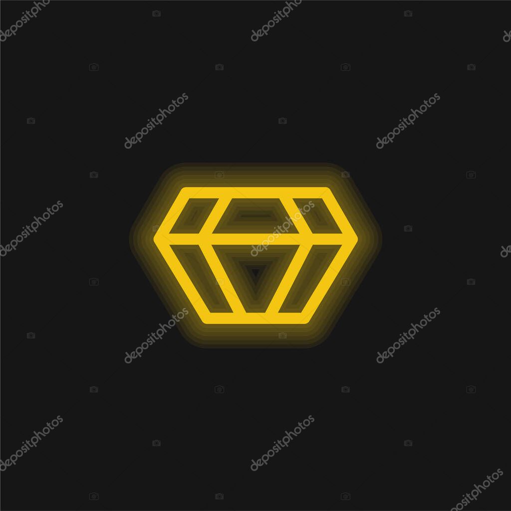 Big Diamond yellow glowing neon icon