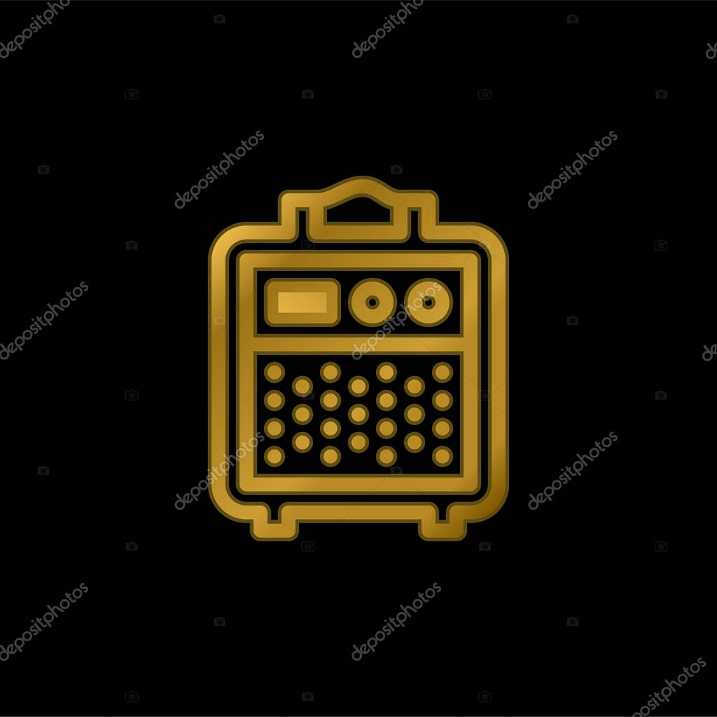 Amplifier gold plated metalic icon or logo vector
