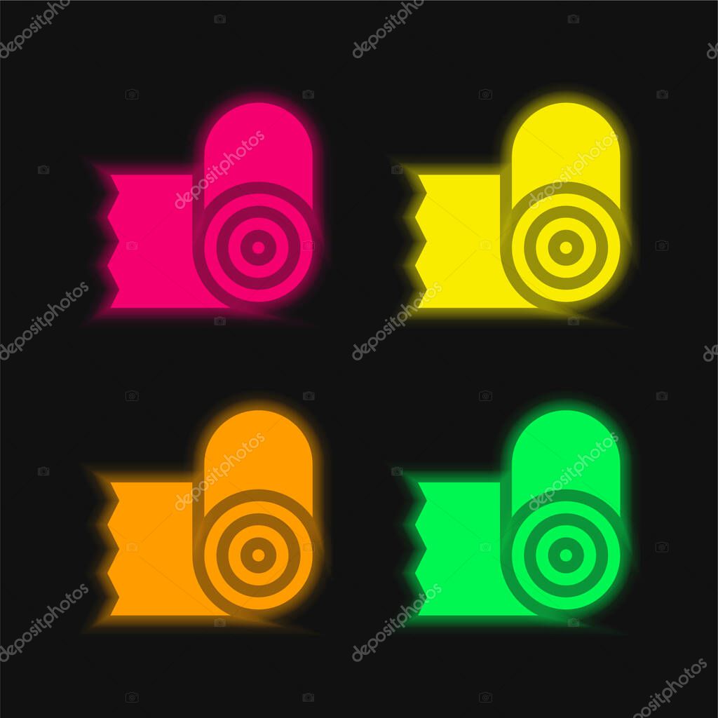 Bandage four color glowing neon vector icon