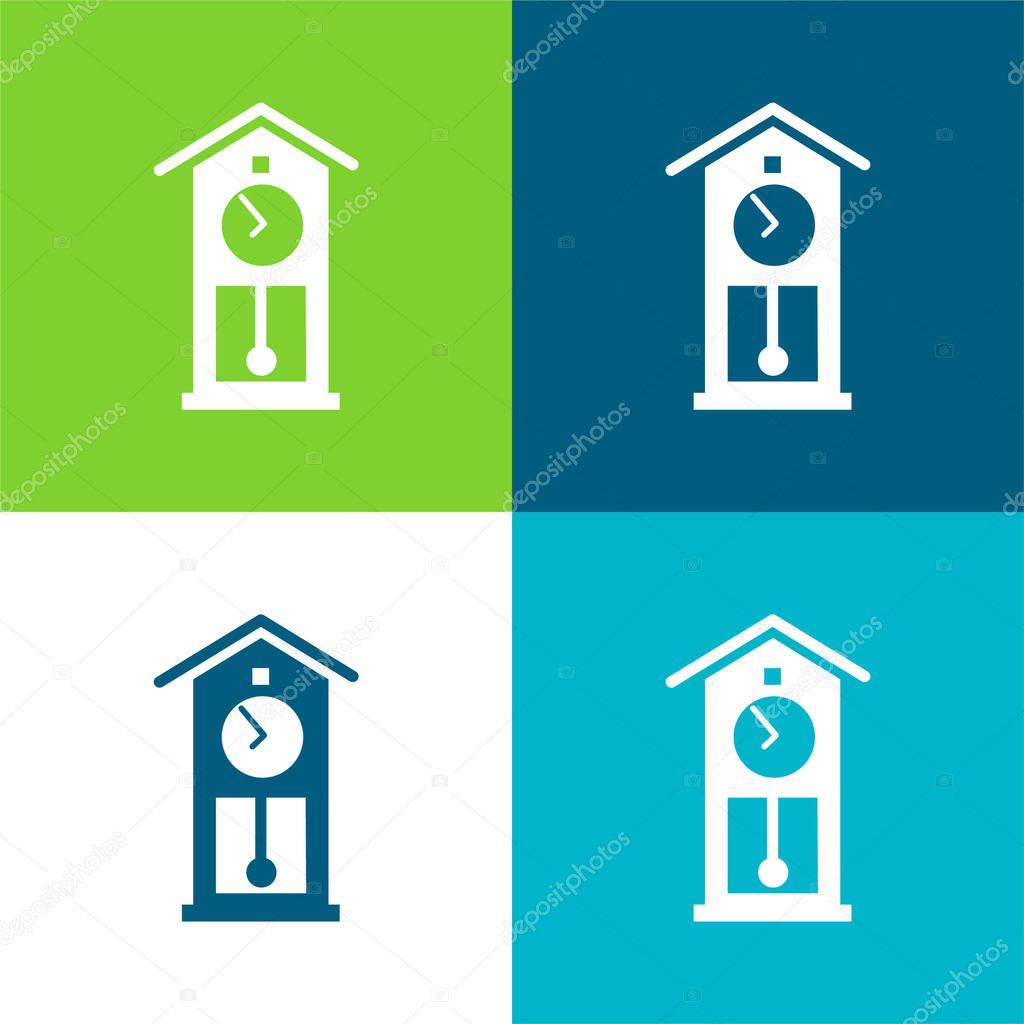 Antique Clock Flat four color minimal icon set