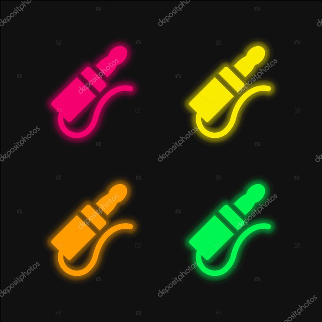 Audio Jack four color glowing neon vector icon