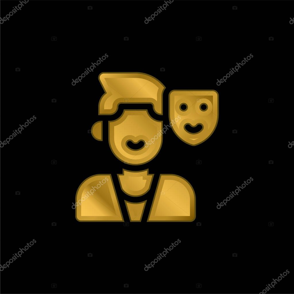 Actor gold plated metalic icon or logo vector