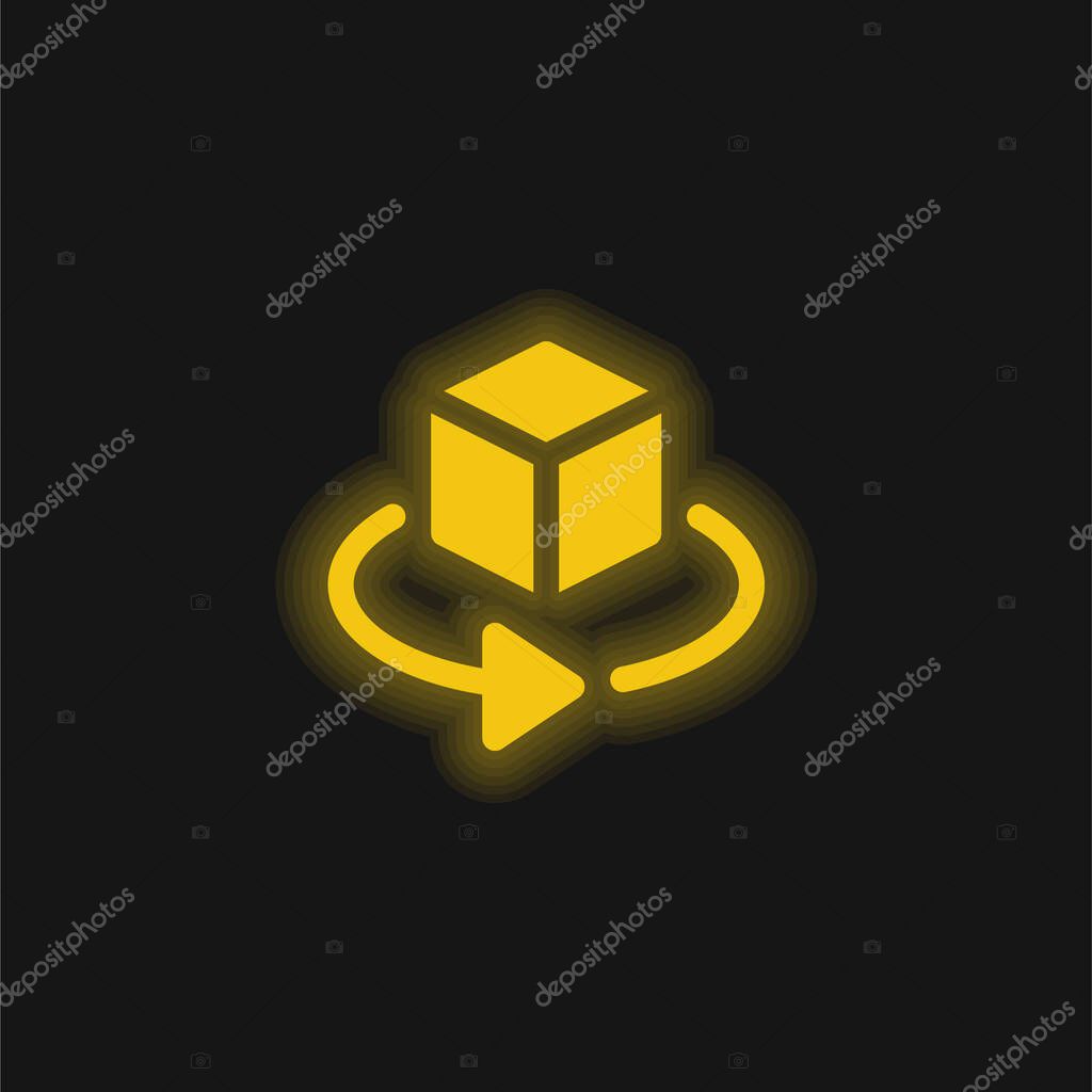 3d yellow glowing neon icon