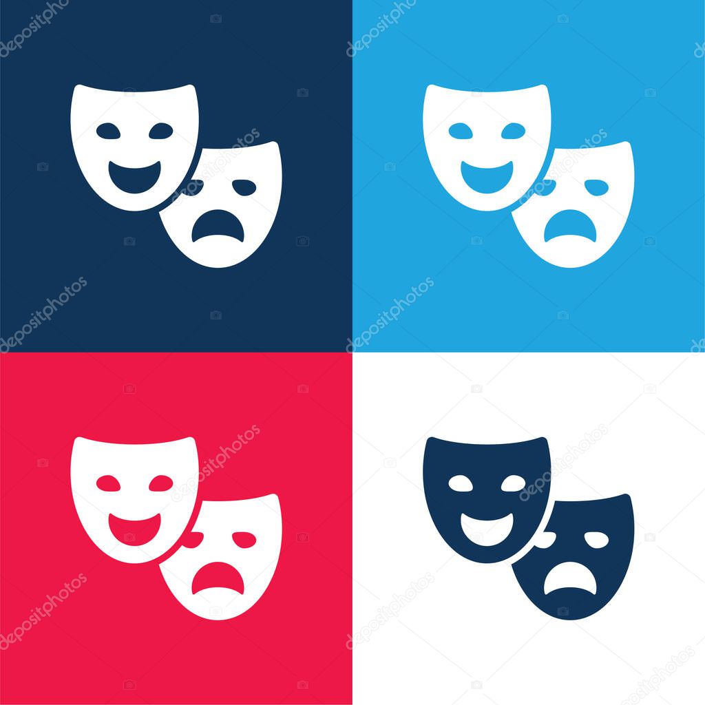 Art Dec  blue and red four color minimal icon set