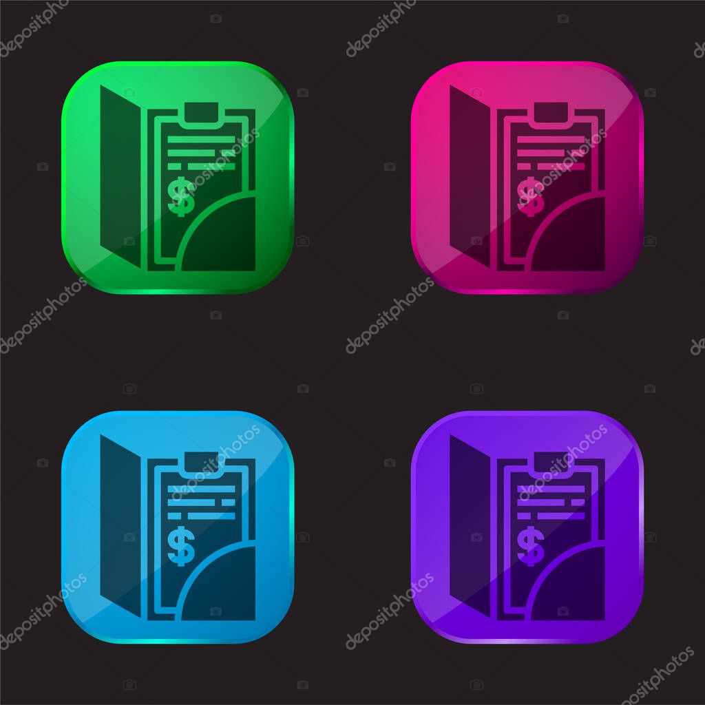 Bill four color glass button icon