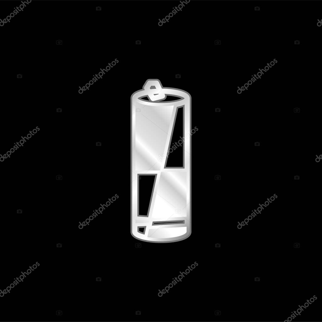 Battery Variant In Black And White silver plated metallic icon
