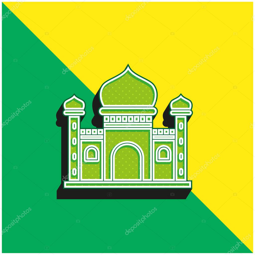 Blue Mosque Green and yellow modern 3d vector icon logo