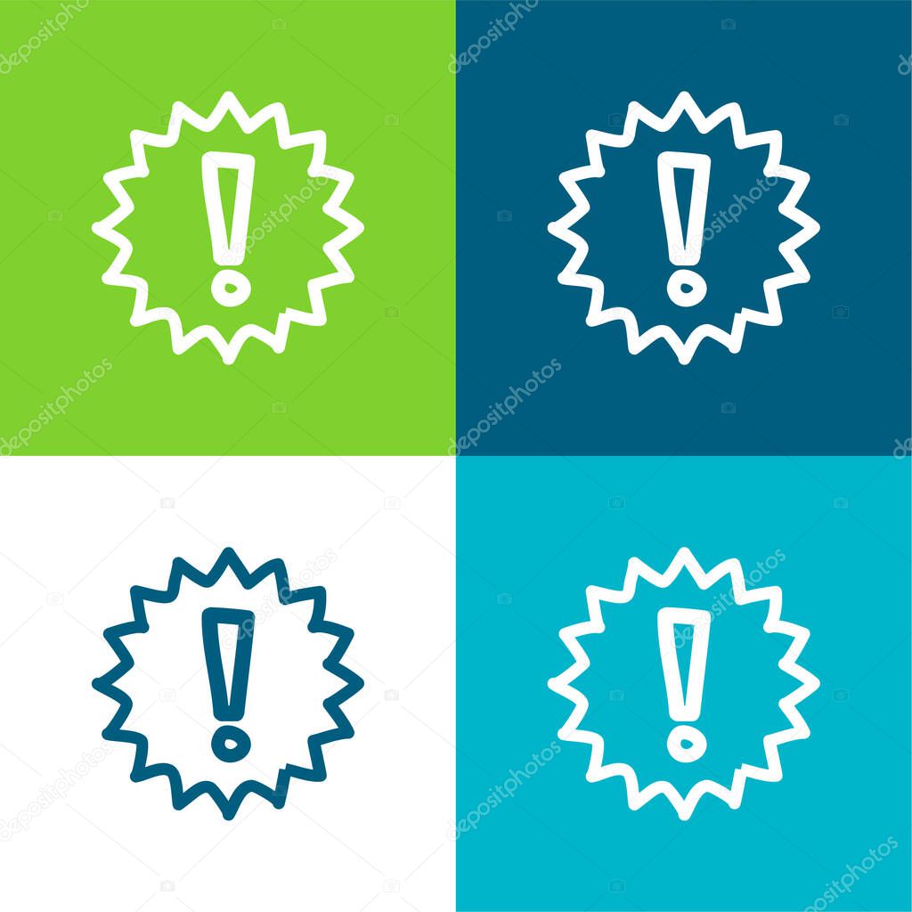 Alert Hand Drawn Symbol Flat four color minimal icon set
