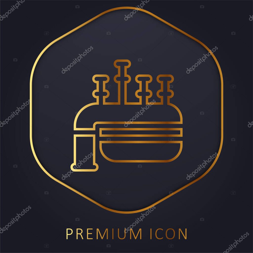 Bagpipe golden line premium logo or icon