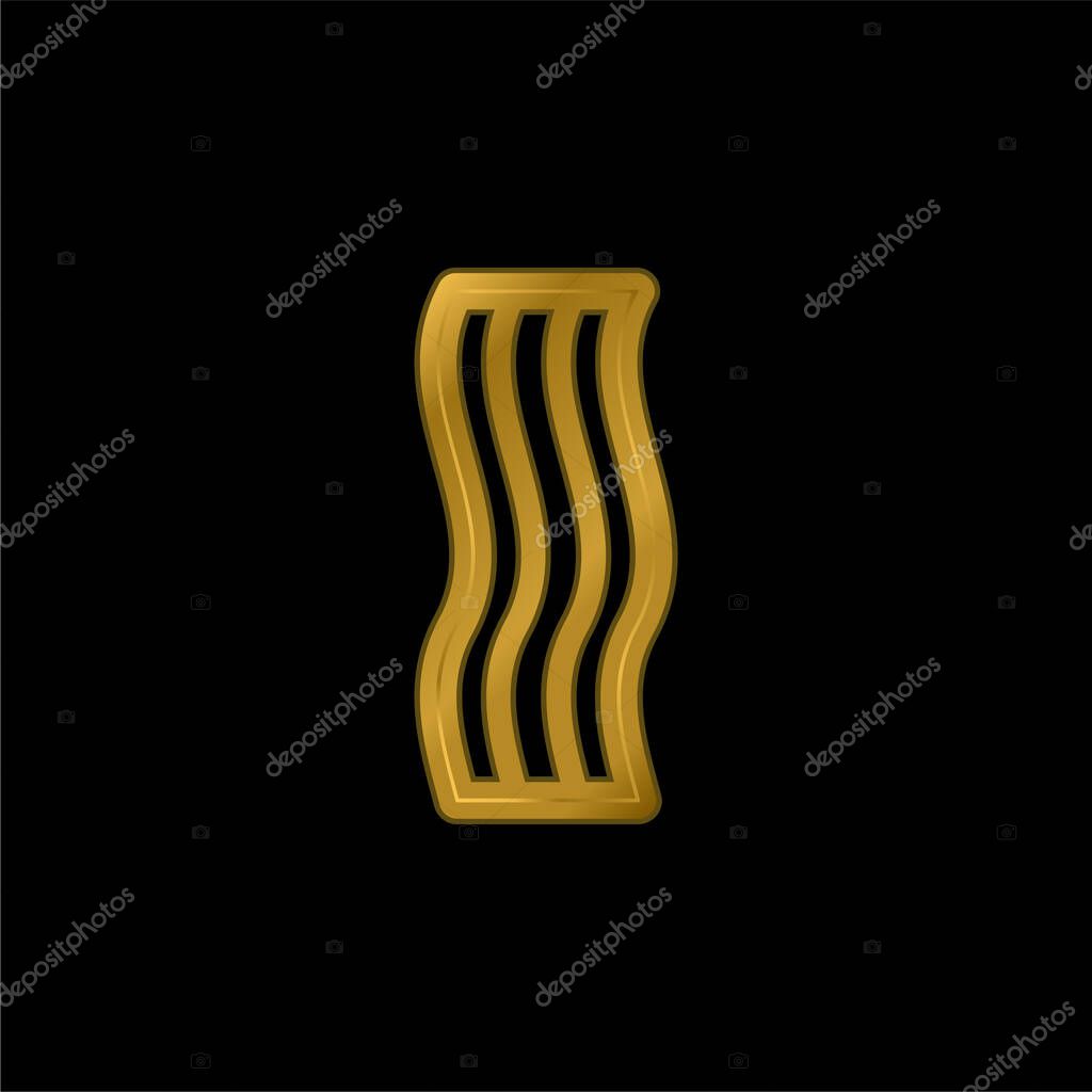 Bacon gold plated metalic icon or logo vector