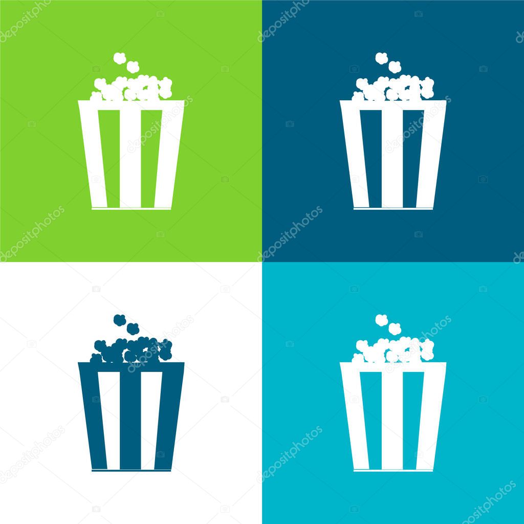 Box Of Popcorn Flat four color minimal icon set