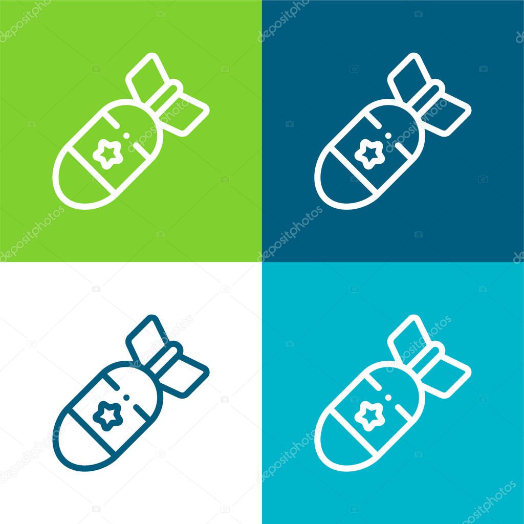 Atomic Bomb Flat four color minimal icon set