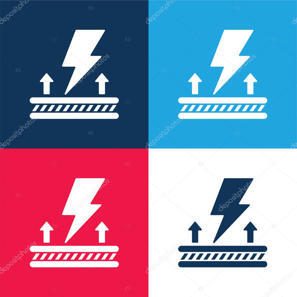 Antistatic Fabric blue and red four color minimal icon set