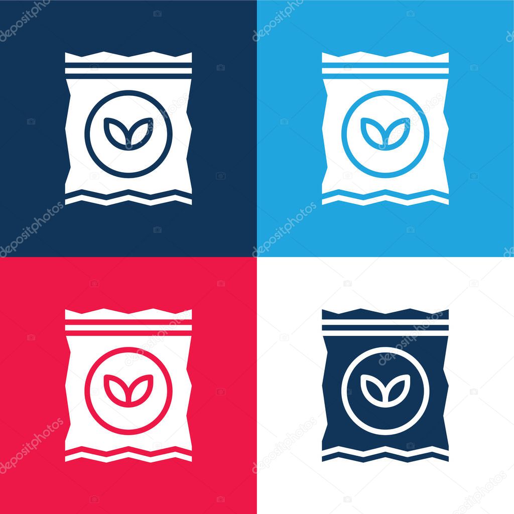 Bag blue and red four color minimal icon set