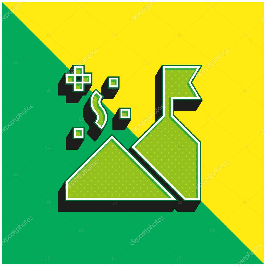 Achievement Green and yellow modern 3d vector icon logo