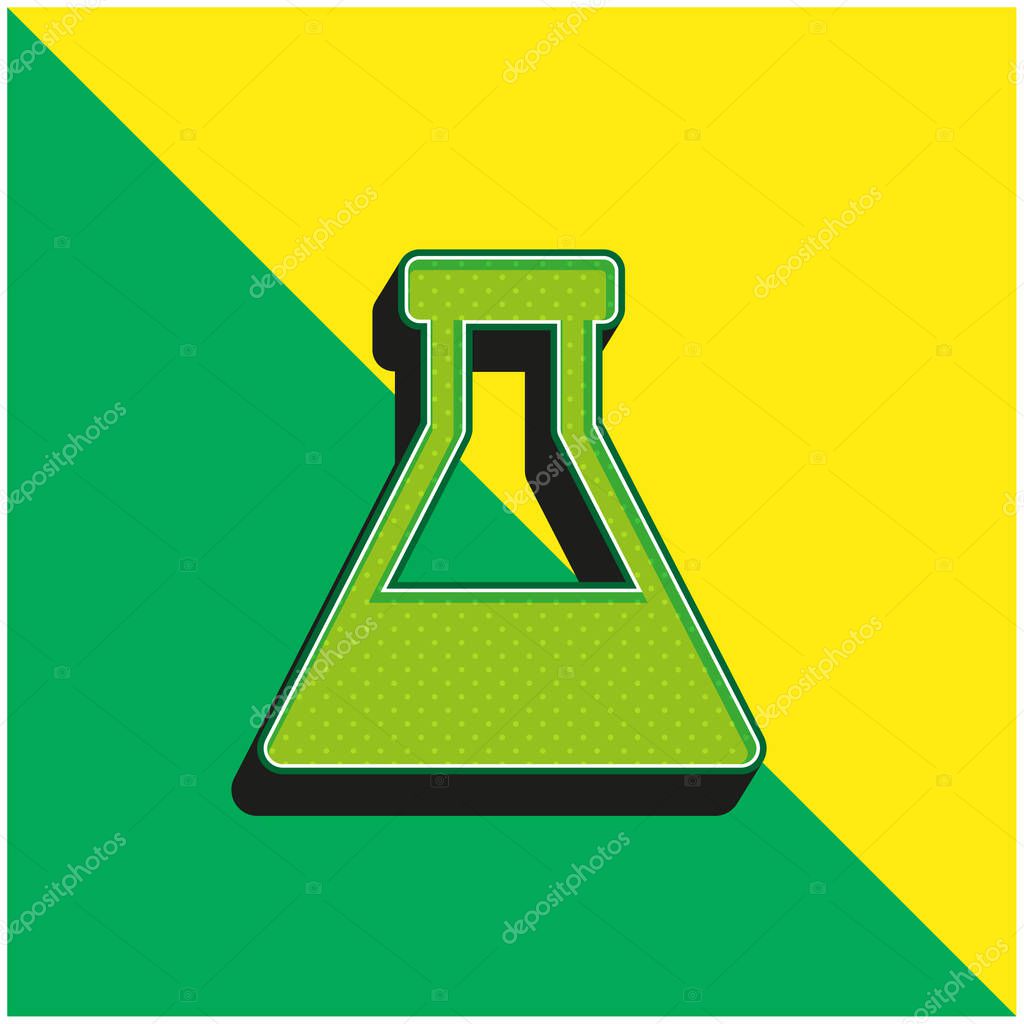 Bottle With Liquid Green and yellow modern 3d vector icon logo