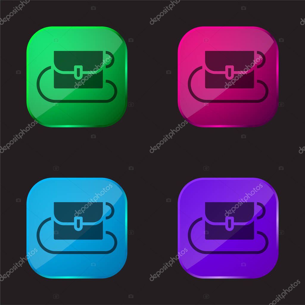 Bag four color glass button icon