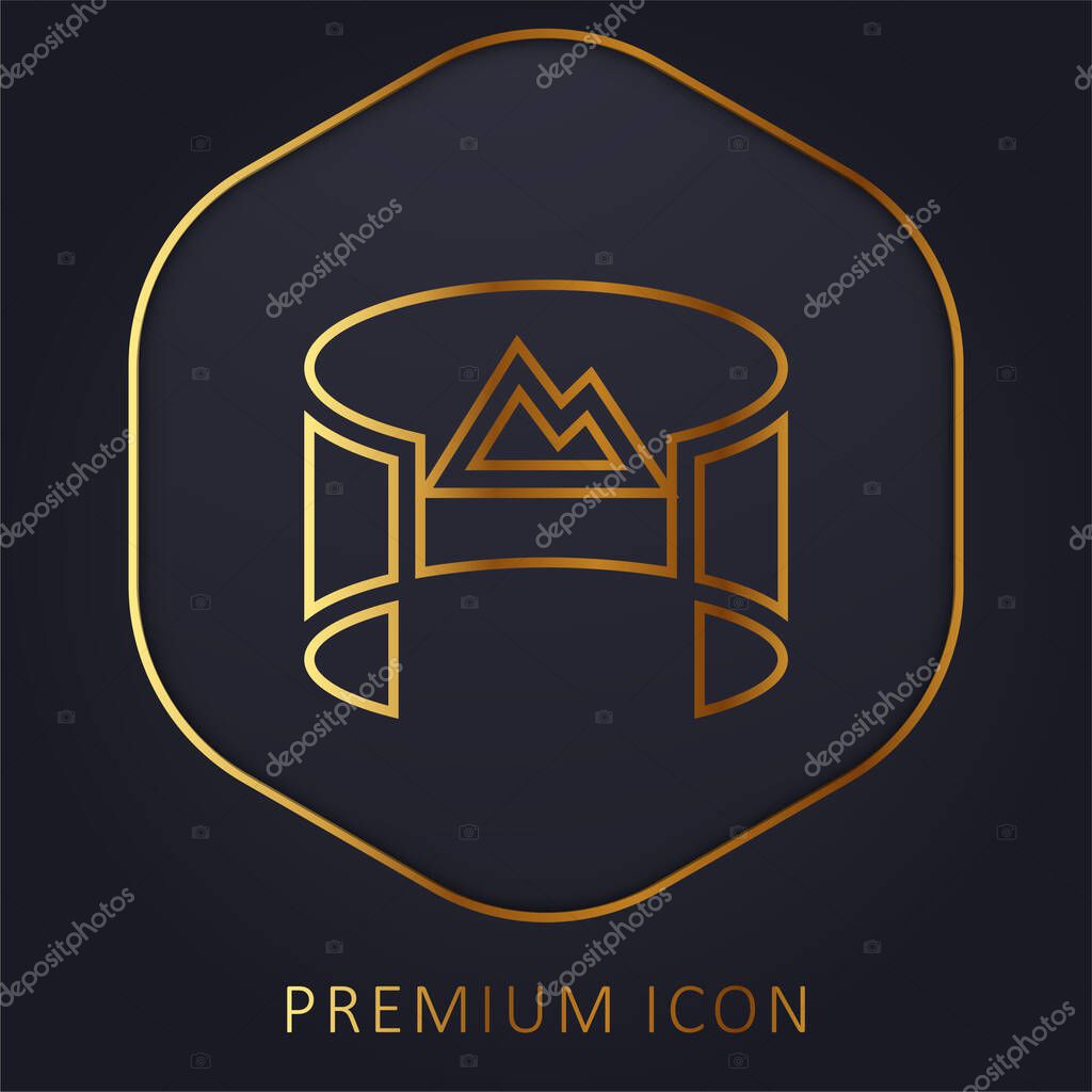 360 View golden line premium logo or icon