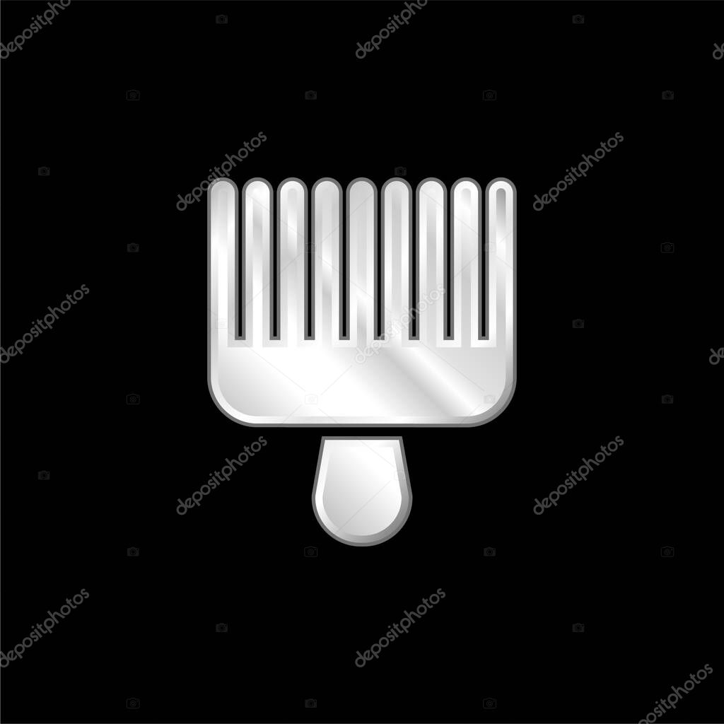 Afro Pick silver plated metallic icon