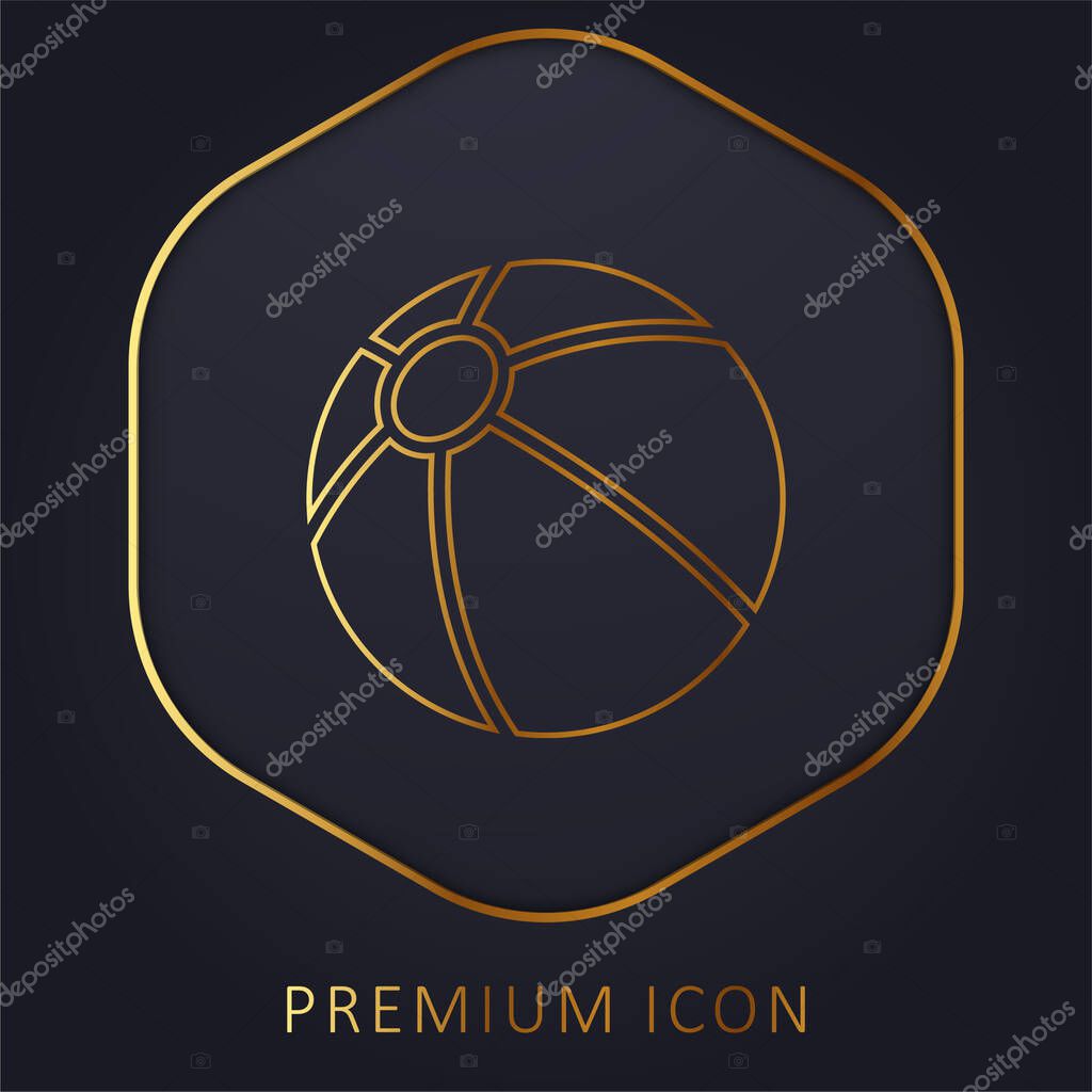 Beach Ball golden line premium logo or icon