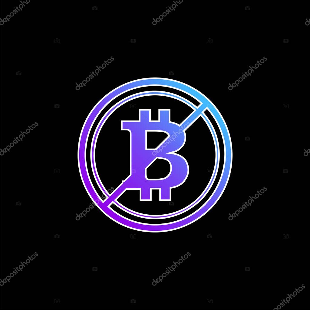 Bitcoin Not Accepted Symbol With A Slash blue gradient vector icon