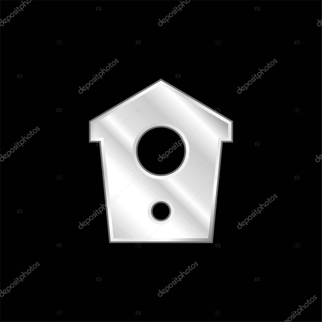 Birdhouse silver plated metallic icon