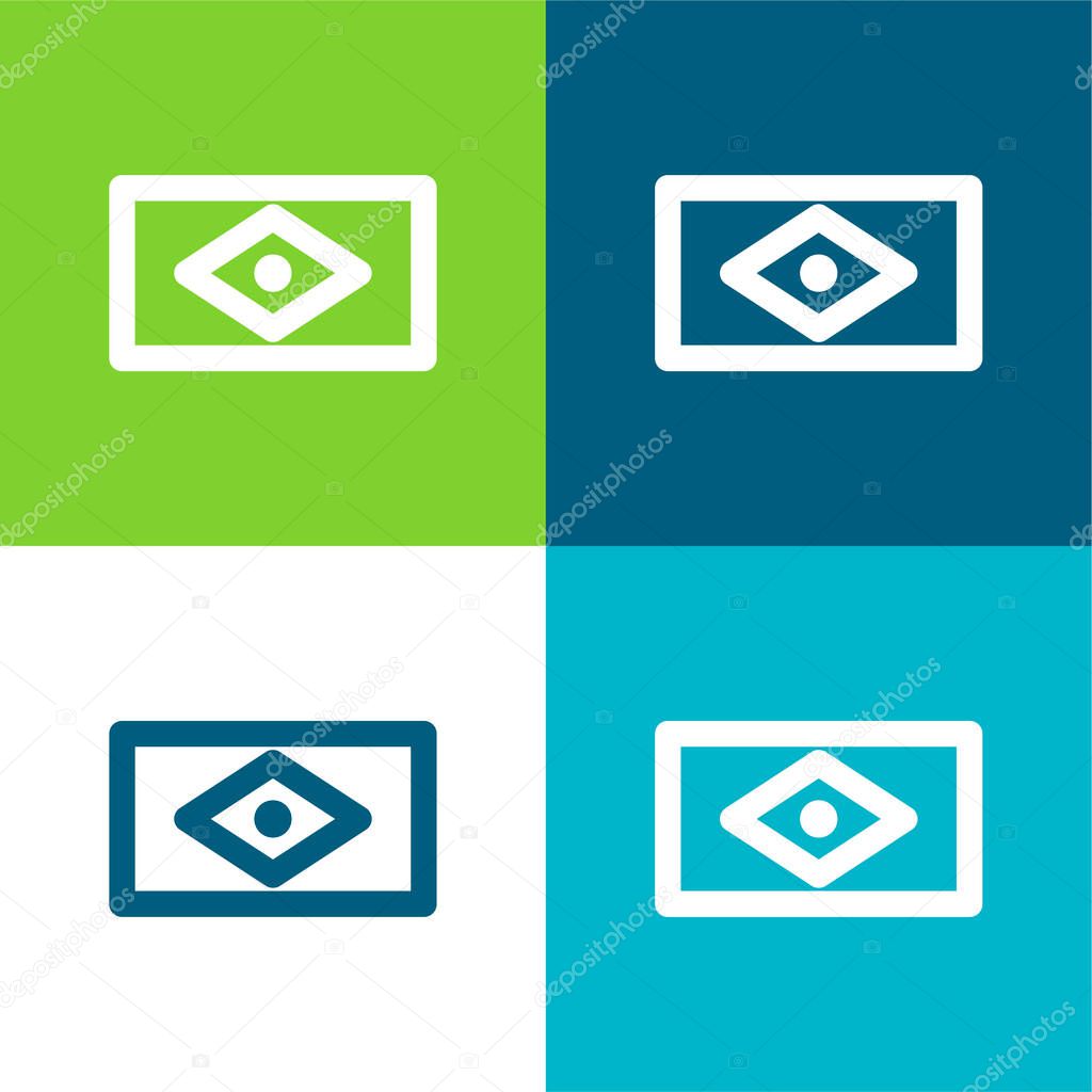 Brazil Flag Flat four color minimal icon set