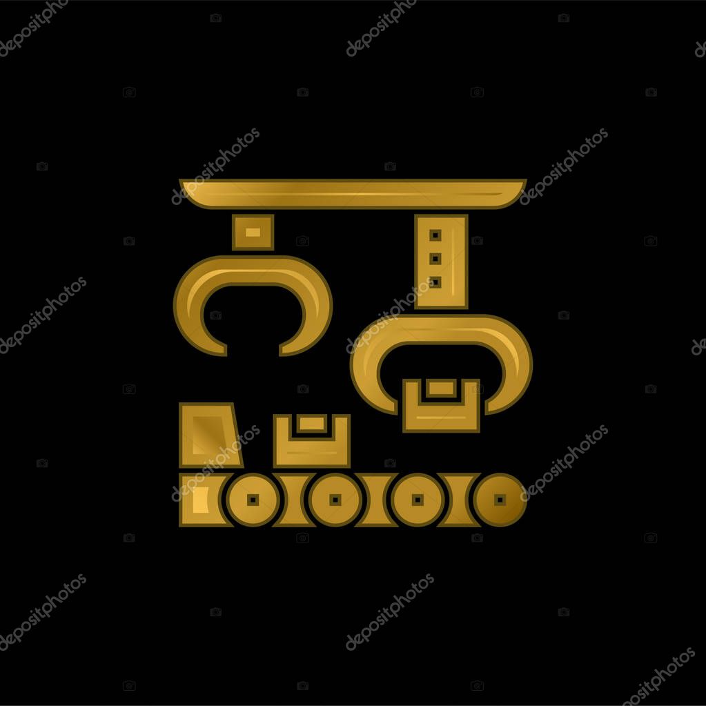 Assembly gold plated metalic icon or logo vector