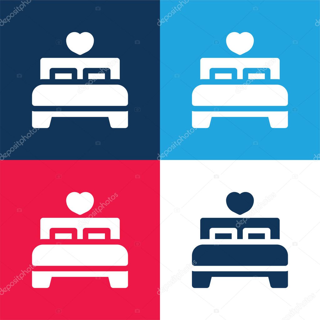 Bed blue and red four color minimal icon set