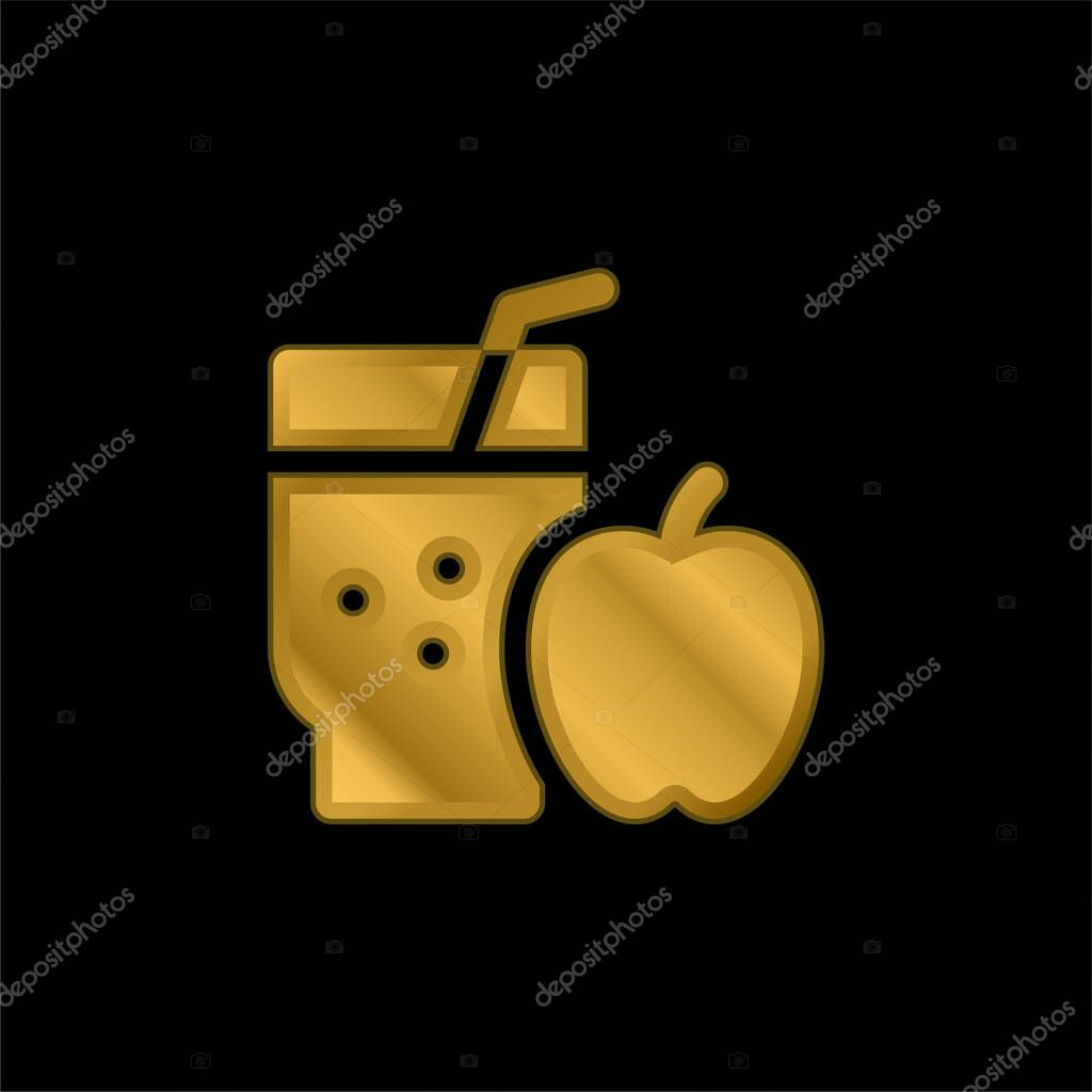 Apple Juice gold plated metalic icon or logo vector