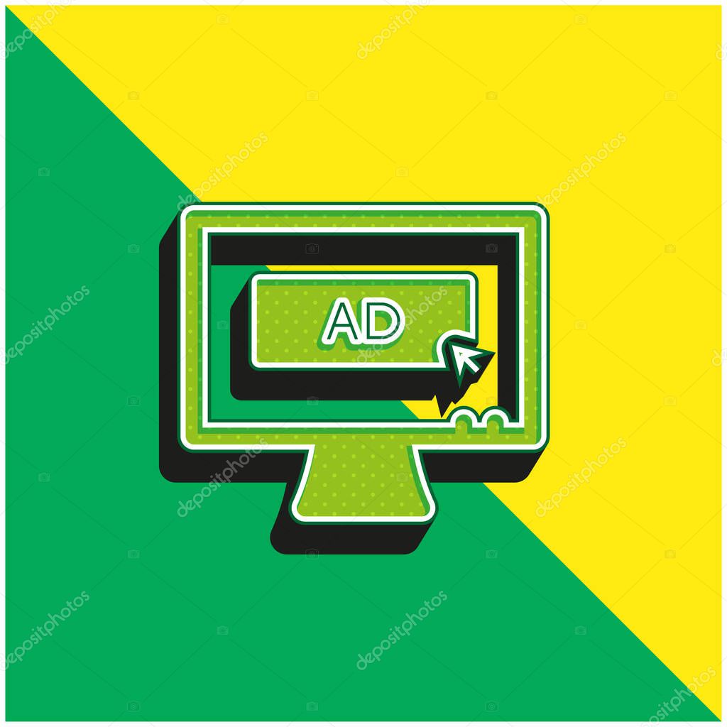 AD Media Green and yellow modern 3d vector icon logo