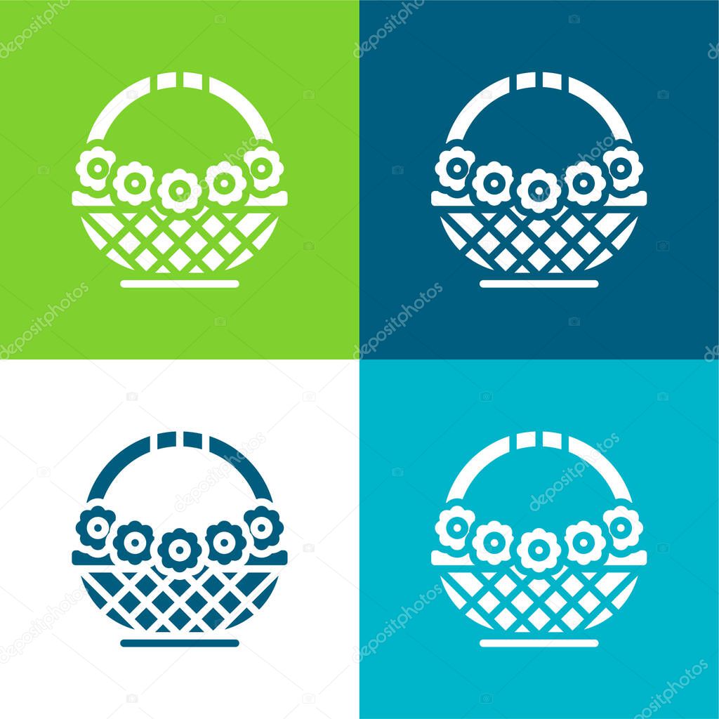 Basket Flat four color minimal icon set