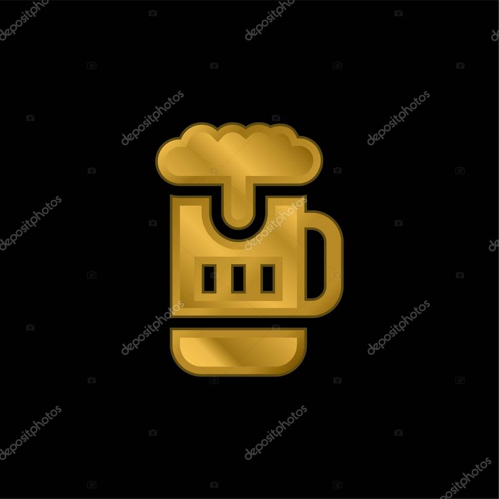 Beer Mug gold plated metalic icon or logo vector