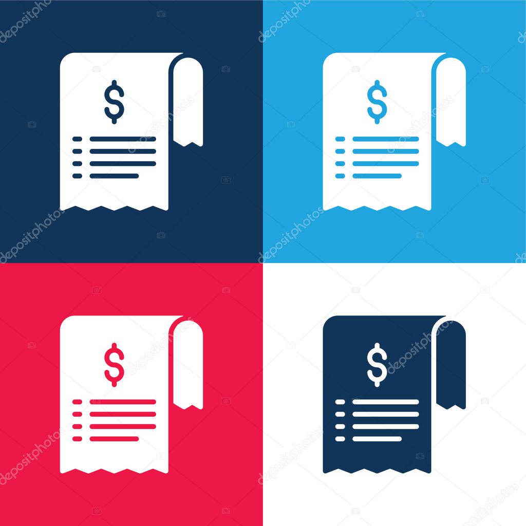 Bill blue and red four color minimal icon set