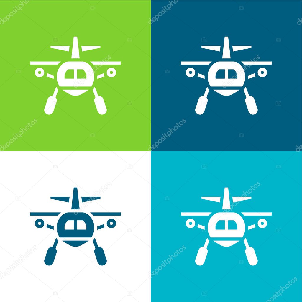 Aircraft Flat four color minimal icon set