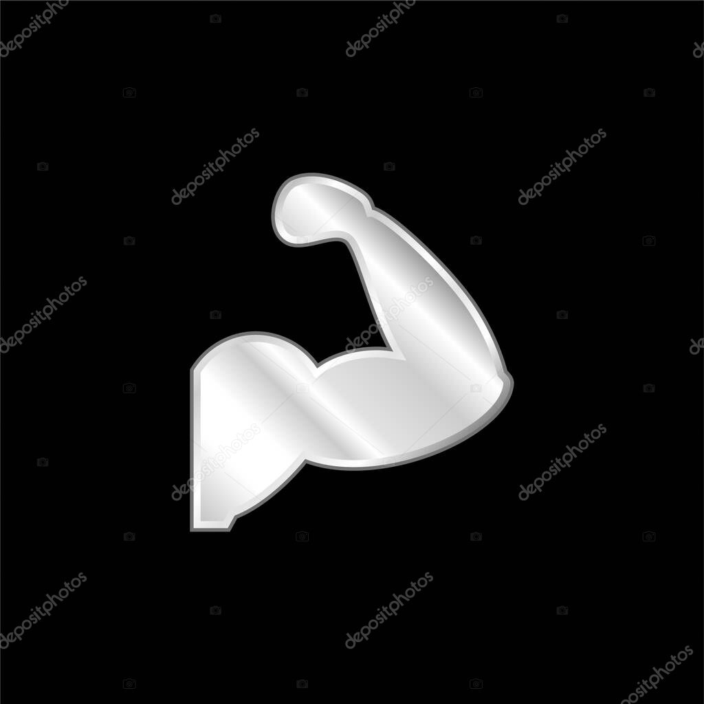 Arm Muscles Silhouette silver plated metallic icon