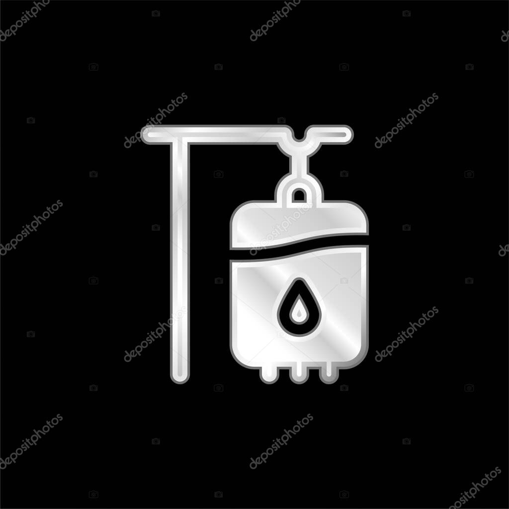 Blood Transfusion silver plated metallic icon